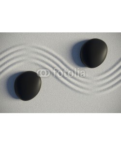 dampoint, Zen garden in a top view with stones separated by a wave