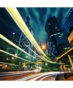 dell, Hong Kong City center at night with light trails