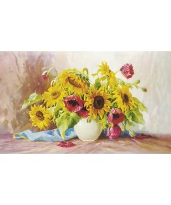 E. Krüger, POPPIES AND SUNFLOWERS