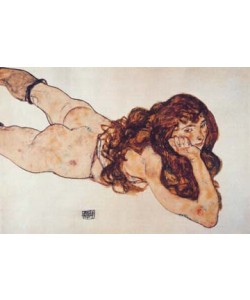 Egon Schiele, Auf dem Bauch liegender Akt