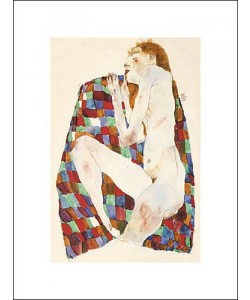 Egon Schiele, Female Nude On Coloured Blanket, 1911 (Büttenpapier)