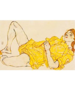 Egon Schiele, Liegende Frau im gelben Kleid