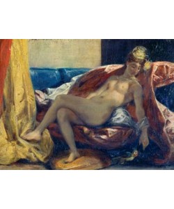 Eugene Delacroix, Nackte Frau einen Papagei...