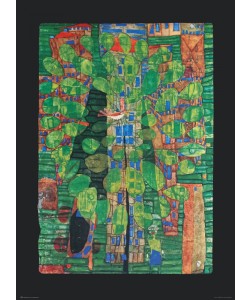 Friedensreich Hundertwasser, SINGENDER VOGEL AUF EINEM BAUM (Granolitho)