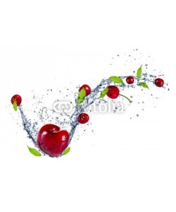 Jag_cz, Cherries in water splash, isolated on white background