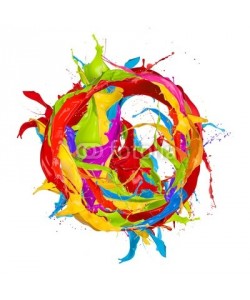 Jag_cz, Colored paints splashes circle, isolated on white background