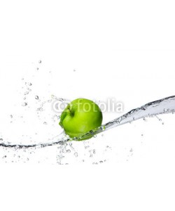 Jag_cz, Fresh apple with water splashing, isolated on white background
