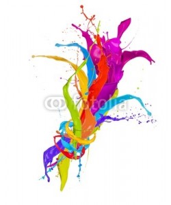 Jag_cz, Colored paint splashes bouquet isolated on white background