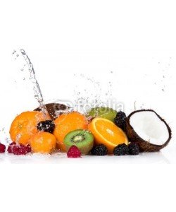 Jag_cz, Fruits in water splash, isolated on white background