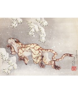 Katsushika Hokusai, Tiger in einem Schneesturm
