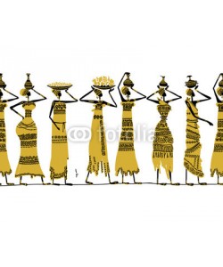 Kudryashka, Ethnic women with jugs, seamless background for your design