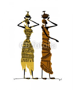 Kudryashka, Hand drawn sketch of ethnic women with jugs