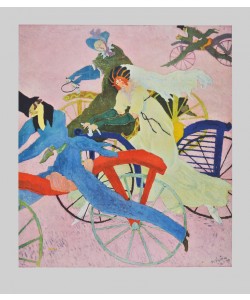 Lyonel Feininger, Draisinen-Fahrer (Laufräder) (Bütten) (Büttenpapier)