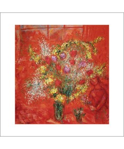 Marc Chagall, Fleurs sur fond rouge, 1970