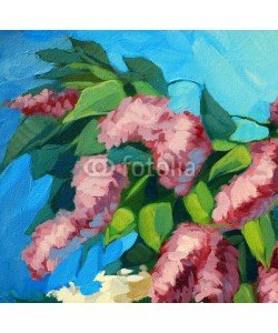 Mikhail Zahranichny, blossoming lilac, illustration, painting