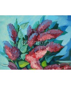 Mikhail Zahranichny, bouquet of lilac, illustration, painting