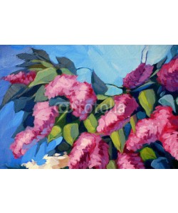 Mikhail Zahranichny, lilac flowers, painting by oil on canvas,  illustration