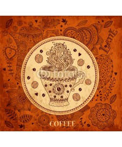 moleskostudio, Vintage vector background with coffee cup