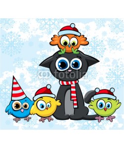 Natali Snailcat, Christmas cat and birds with hats
