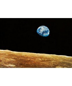 Bild mit Rahmen, Nasa 1969, Apollo 8 Earth view, Alu schwarz glänzend, Folie