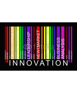 ngaga35, Innovation word concept in barcode with supporting words, modern