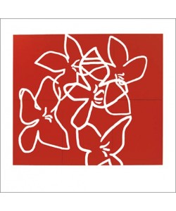 Nicolas Le Beuan Bénic, Fleurs blanches sur fond rouge, 2003 (Büttenpapier)