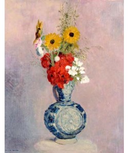 Odilon Redon, Blumenstrauß in blauer Vase