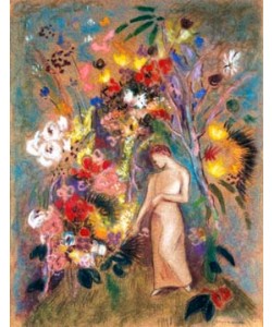 Odilon Redon  Frauengestalt in Blumen