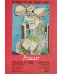 Pablo Picasso, Frau mit Hut auf blauem Hintergrund