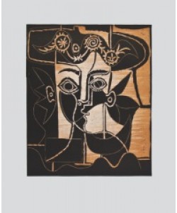 Pablo Picasso, Frauenkopf mit geschmücktem Hut (Büttenpapier)