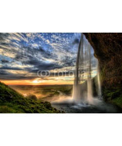 revoc9, Seljalandfoss waterfall at sunset in HDR, Iceland