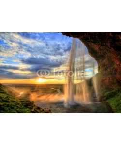 revoc9, Seljalandfoss waterfall at sunset in HDR, Iceland