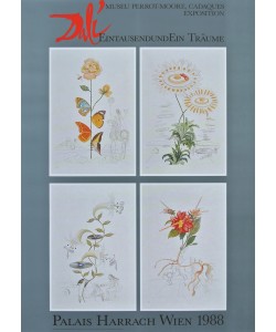 Salvador Dali, Tausend Träume - 4 Blumen-Bilder