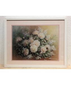 Bild mit Rahmen, Chiu T. C., Peonies Bouquet, Holz weiß 20 mm, Plexiglas