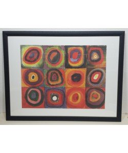 Bild mit Rahmen, Wassily Kandinsky, Farbstudie, Quadrate,Holz 34 mm, schwarz , Plexiglas