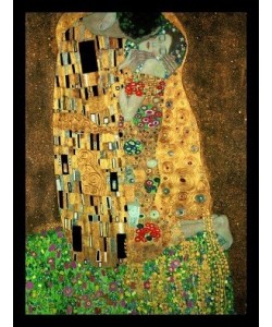 Gerahmtes Bild Holz schwarz, Plexiglas normal Gustav Klimt - Der Kuss