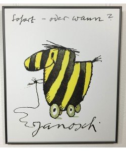 Gerahmtes Bild Aluminium platin mit Folie, Janosch - Tigerente sofort
