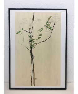 Gerahmtes Bild Aluminium schwarz glänzend, Folie, Egon Schiele, Bäumchen