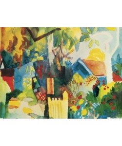 Bild mit Rahmen, A. Macke, Landschaft mit hellen Bäumen - 1910, Holz blau