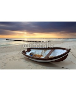 TTstudio, Boat on beautiful beach in sunrise