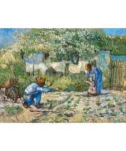 Bild mit Rahmen, Vincent van Gogh, Erste Schritte, Holz blau, Plexiglas