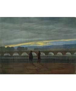 Caspar David Friedrich, August Bridge in Dresden (colour litho)