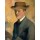 August Macke, Selbstbildnis mit Hut. 1909 (Rückseitig männl. Portraitstudie).
