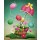 annamei, Holiday greeting card for Easter with eggs on the ropes, umbrella and basket of flowers