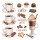 Aleksandra Smirnova, Watercolor illustrations of coffee cup and chocolate sweets